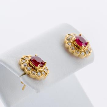 Preview: Ruby and Diamond Earrings in 18K Yellow Gold
