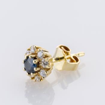 Preview: 0.30 ct Sapphire and 0.32 ct Diamond Earrings in 585 Yellow Gold