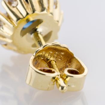 0.30 ct Sapphire and 0.32 ct Diamond Earrings in 585 Yellow Gold