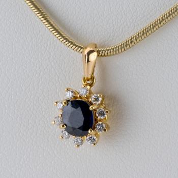 0.80 Carat Sapphire and 0.20 Carat Diamond Pendant in 18k Yellow Gold