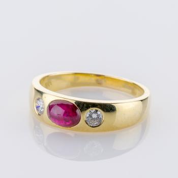 Preview: Ring aus 585er Gelbgold mit 0,20 ct Rubin und 0,20 ct Brillanten