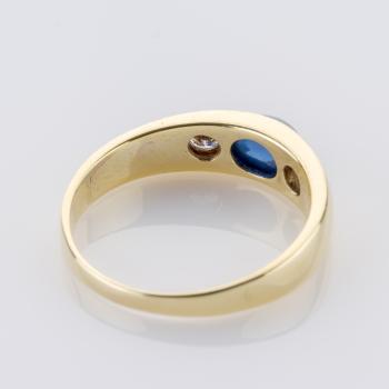 Preview: Ring aus 585 Gelbgold mit 0,30 ct Saphir und 0,10 ct Brillanten