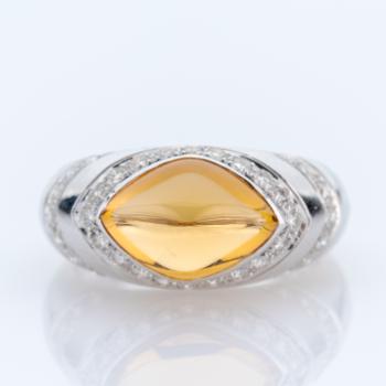 Damenring (750er Gold) mit Citrin und Diamanten