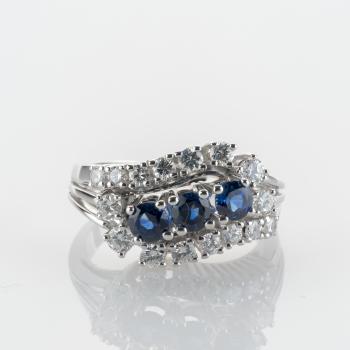 0.60ct Sapphire & 0.90ct Diamond Ring in 14K White Gold