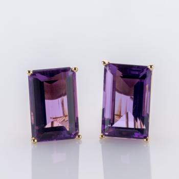 Preview: 40 ct Amethyst Earrings in 14K Yellow Gold