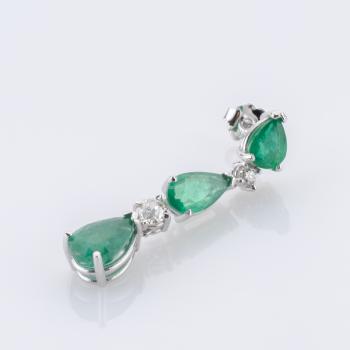 Preview: 6.62ct Emerald and 0.50ct Diamond Earrings in 14K White Gold