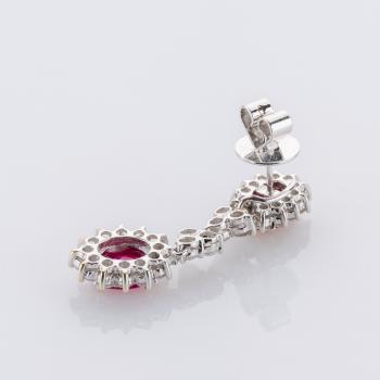 Ruby and Diamond Earrings in 18K White Gold