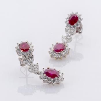 Ruby and Diamond Earrings in 18K White Gold