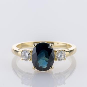 2.31ct Sapphire and 0.30ct Diamond Ring in 14K Yellow Gold