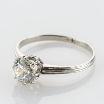Preview: Vintage Ring aus Platin mit 1.0ct Altschliffbrillant