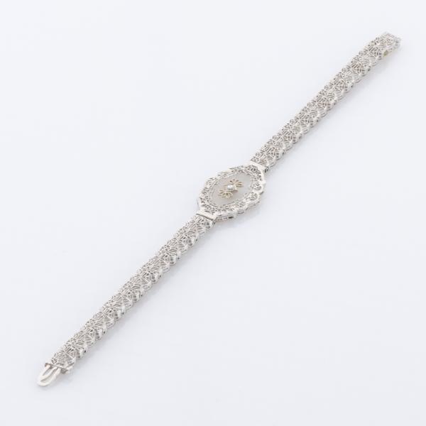 Art Déco Armband aus 585er Weißgold mit Diamant und Camphor-Glas