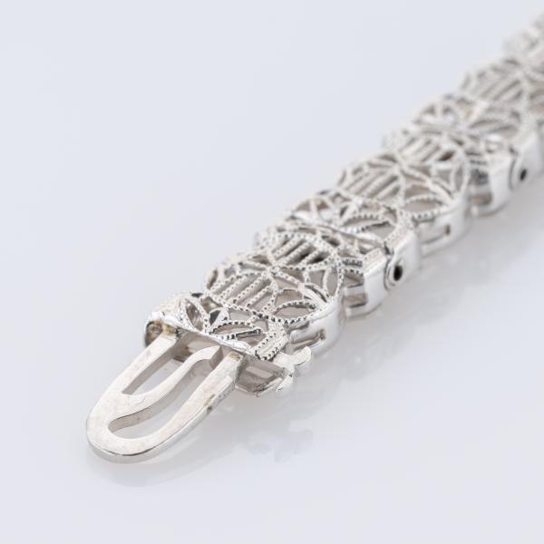 Art Déco Armband aus 585er Weißgold mit Diamant und Camphor-Glas