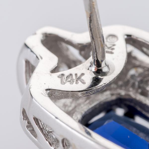 Sapphire and Diamond Earrings in 14K White Gold