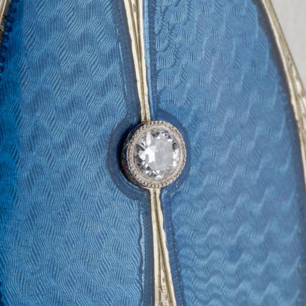 Art Deco Diamond and Enamel Pendant in 18K White Gold