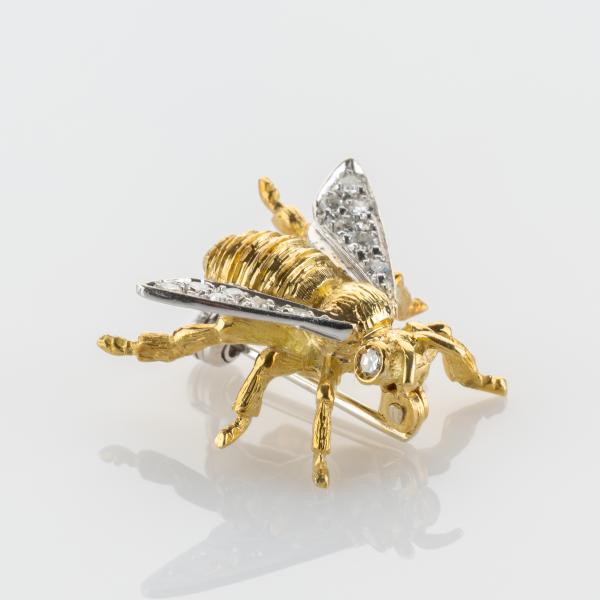0.30 ct Diamond Bee Brooch in 18K Yellow and White Gold