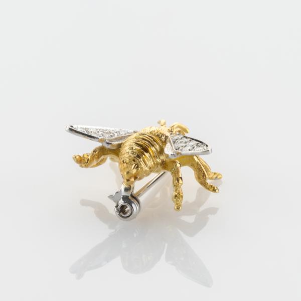 0.30 ct Diamond Bee Brooch in 18K Yellow and White Gold