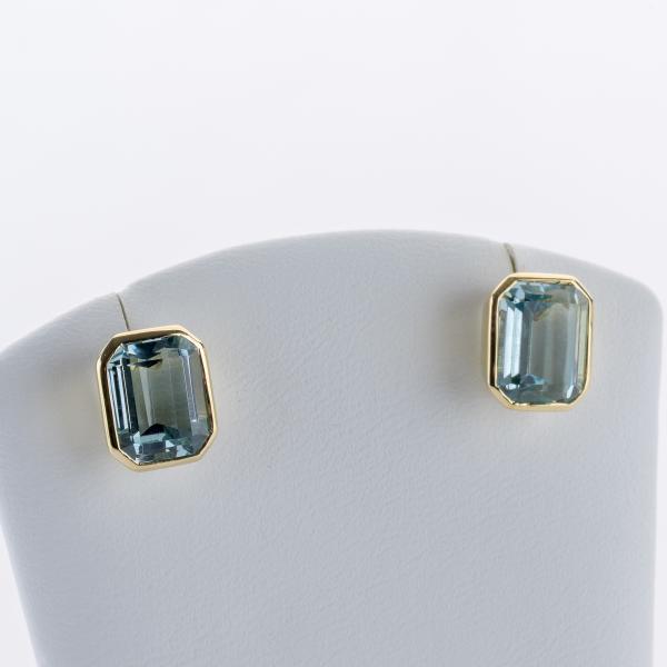 6 ct Aquamarine Earrings in 14K Yellow Gold
