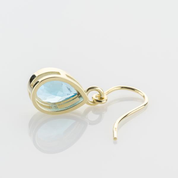 Drop Earrings with 3.00ct Blue Topaz in 14k Yellow Gold