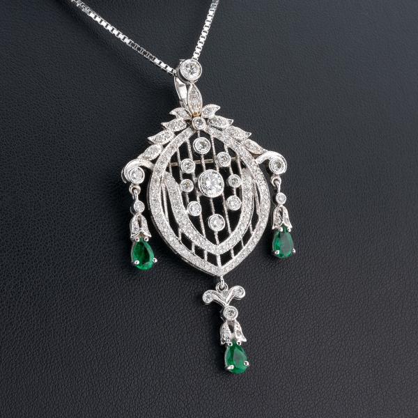 Anhänger 750er Gold mit 1.20ct Smaragden und 1.15ct Brillanten