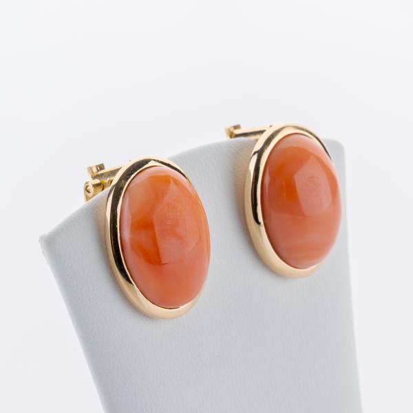 Coral Earrings in 18K Yellow Gold