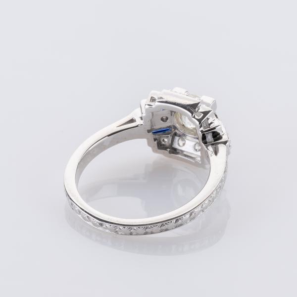1 ct Diamond Ring with 0.30 ct Diamonds and 0.20 ct Sapphires in 18K White Gold