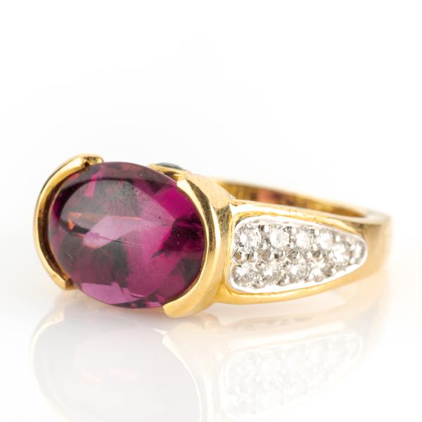 Ausgefallener Damenring 750er Gold mit 7.10ct Turmalin und 0.80ct Brillanten