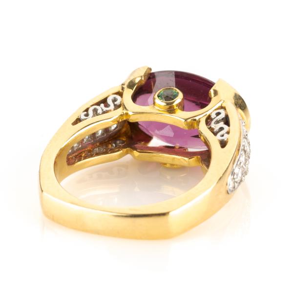 Ausgefallener Damenring 750er Gold mit 7.10ct Turmalin und 0.80ct Brillanten