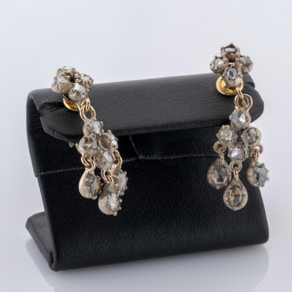 Ohrringe aus 585er Gold und Silber mit 0.40ct Diamantrosen