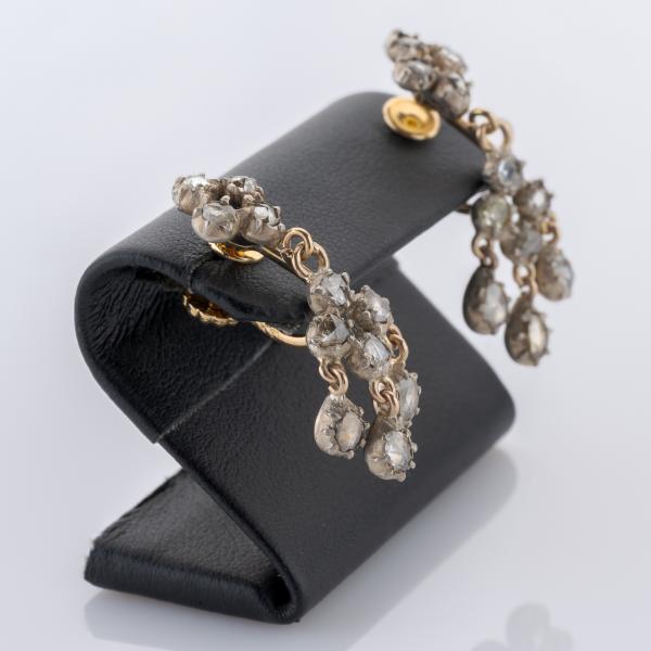 Ohrringe aus 585er Gold und Silber mit 0.40ct Diamantrosen