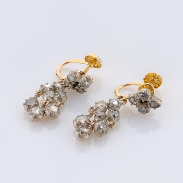 Ohrringe aus 585er Gold und Silber mit 0.40ct Diamantrosen