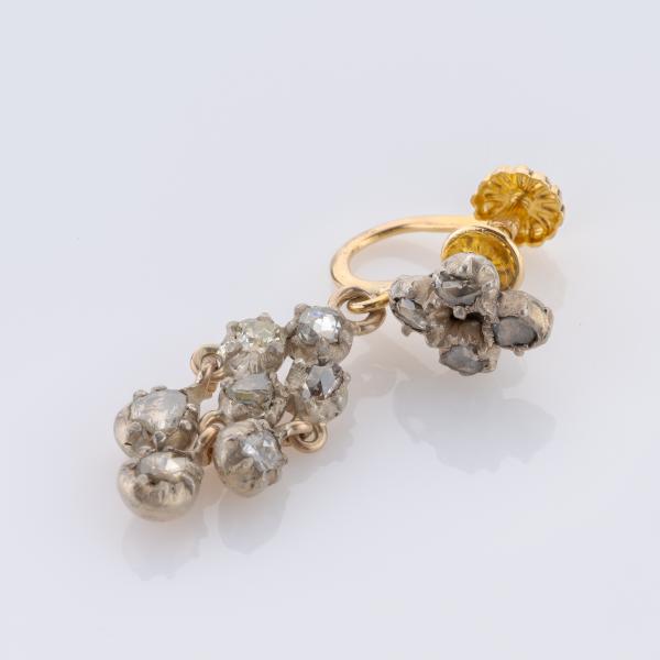 Ohrringe aus 585er Gold und Silber mit 0.40ct Diamantrosen