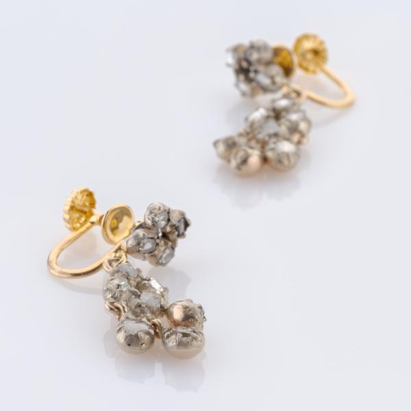 Ohrringe aus 585er Gold und Silber mit 0.40ct Diamantrosen