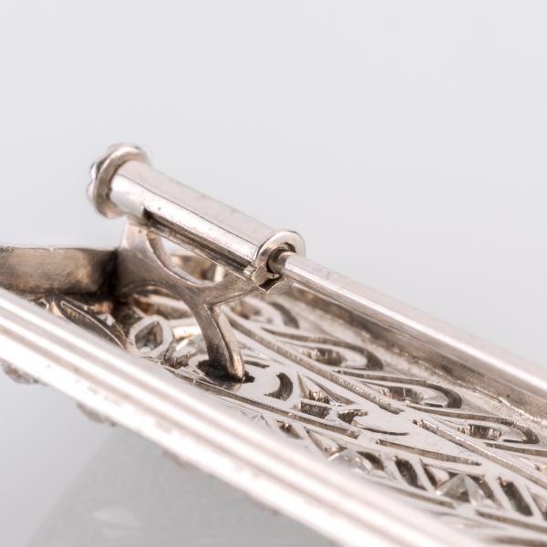 Art Deco Brosche (585er Gold) mit Saphir und Brillanten