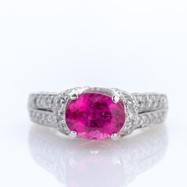 Damenring 585er Gold mit einem 2.20ct Turmalin und 1.0ct Brillanten