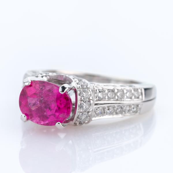 Damenring 585er Gold mit einem 2.20ct Turmalin und 1.0ct Brillanten