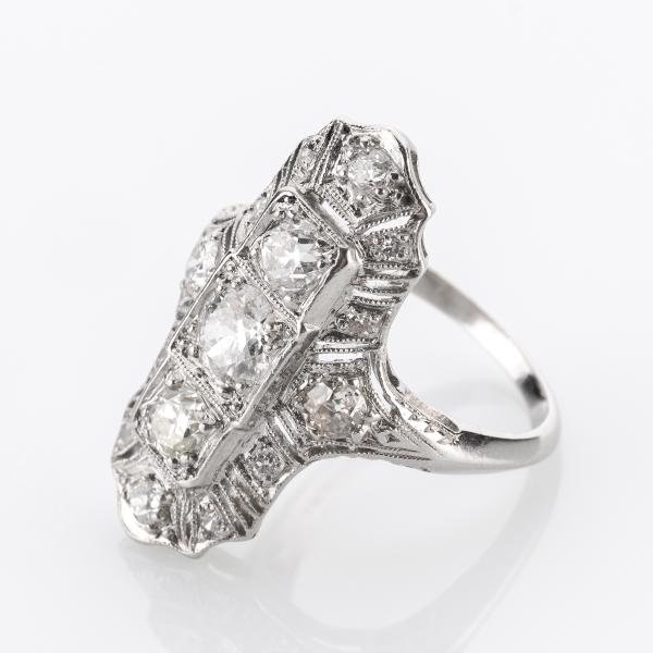 Art Deco Damenring Platin mit 1.20ct Brillanten