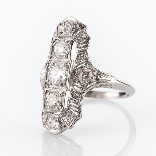 Art Deco Damenring Platin mit 1.20ct Brillanten