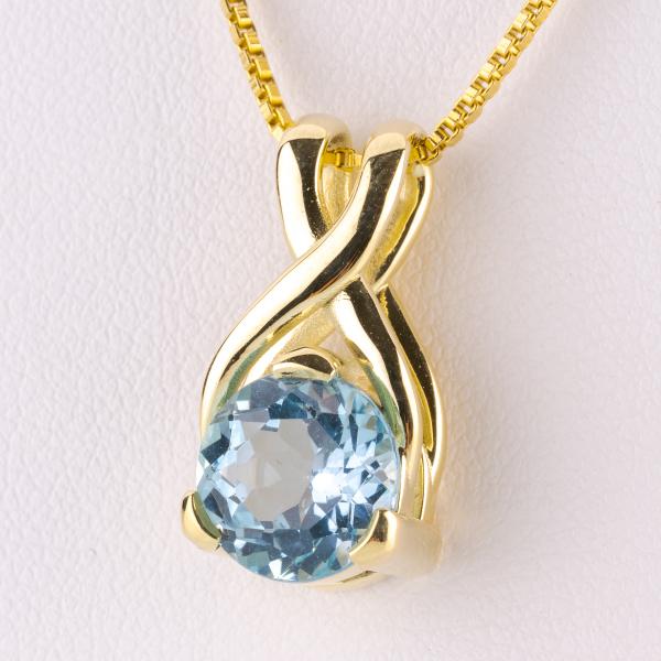 Pendant (14k gold) with a blue topaz