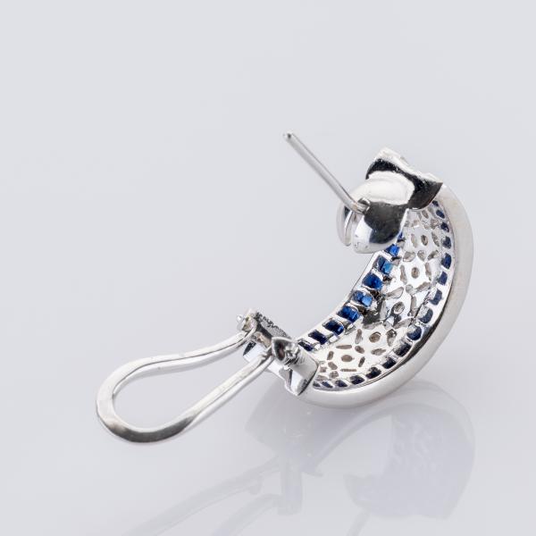 Sapphire and Diamond Earrings in 18K White Gold