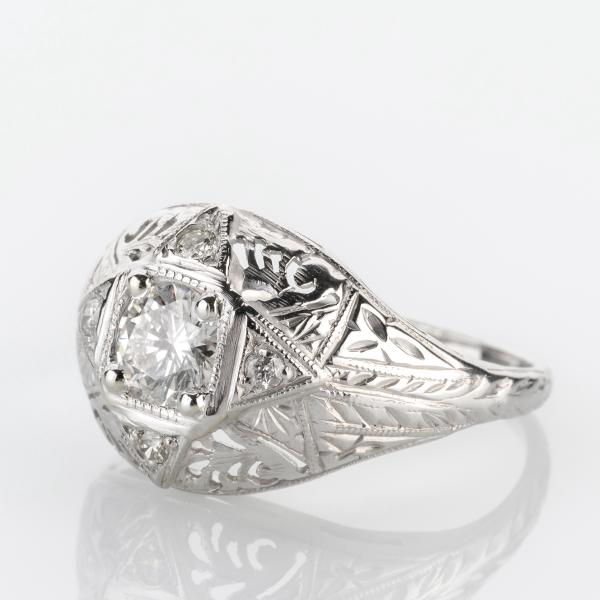 Art Deco Ring 750er Gold mit 0.58ct Brillanten