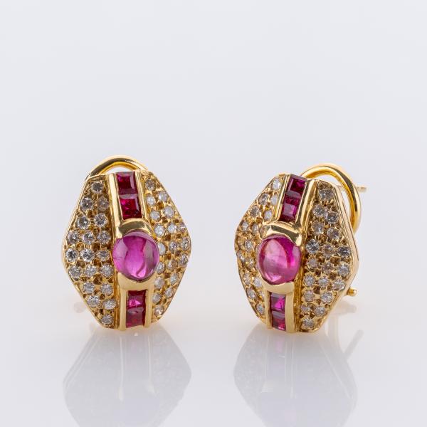 Vintage Ohrstecker 585er Gold mit 1.0ct Rubinen und 0.75ct Brillanten