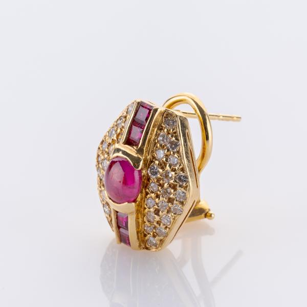 Vintage Ohrstecker 585er Gold mit 1.0ct Rubinen und 0.75ct Brillanten