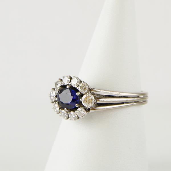 Eleganter Damenring 750er Gold mit 1.0ct Saphir und 0.40ct Brillanten