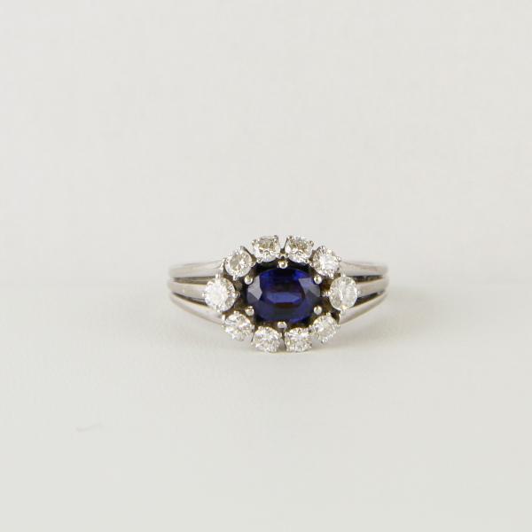 Eleganter Damenring 750er Gold mit 1.0ct Saphir und 0.40ct Brillanten