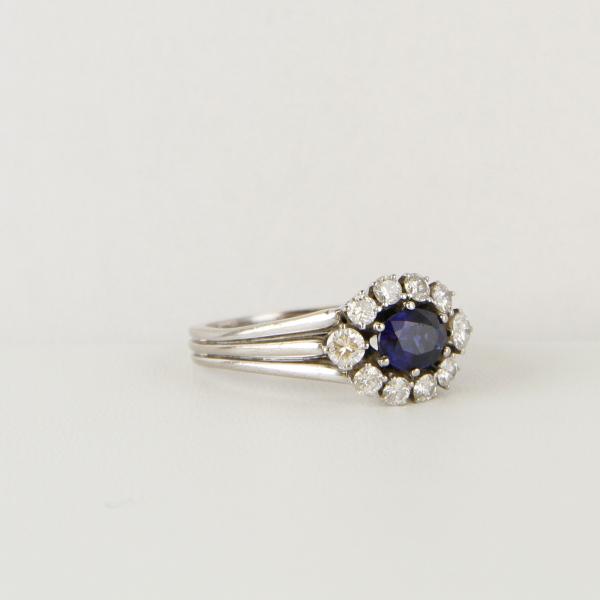 Eleganter Damenring 750er Gold mit 1.0ct Saphir und 0.40ct Brillanten