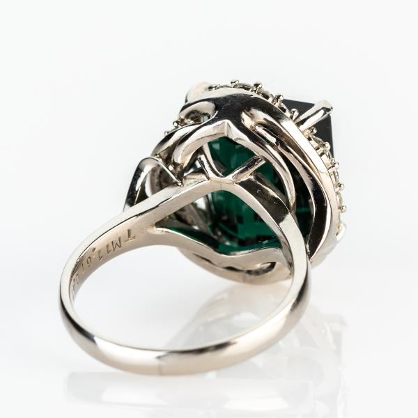 Damenring (900er Platin) mit einem 11.67ct Turmalin und 0.47ct Brillanten