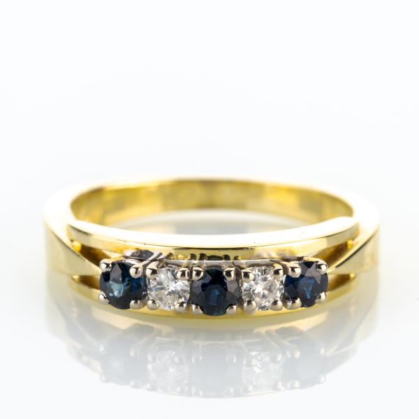 Vintage Ring (585er Gold) mit Saphiren und Brillanten