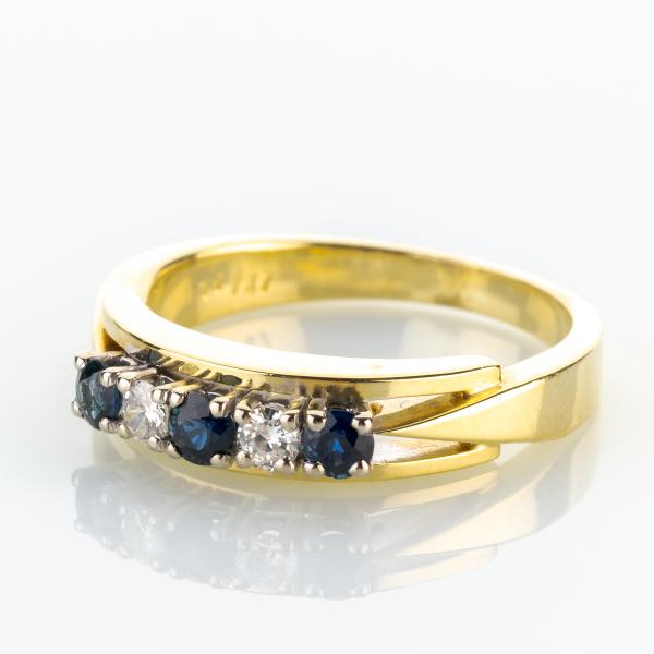 Vintage Ring (585er Gold) mit Saphiren und Brillanten