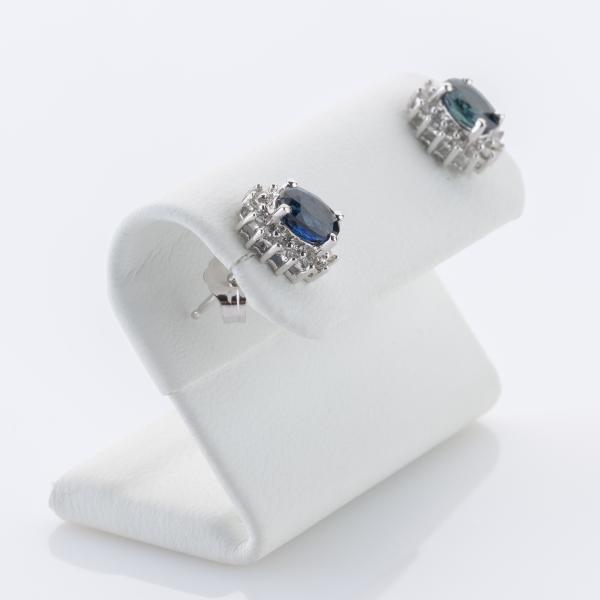 1ct Sapphire and 0.30ct Diamond Earrings in 14K White Gold