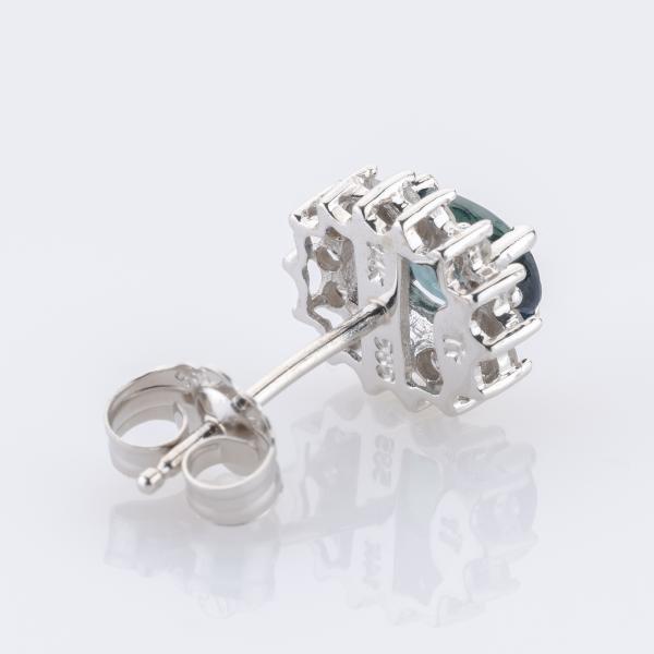 1ct Sapphire and 0.30ct Diamond Earrings in 14K White Gold